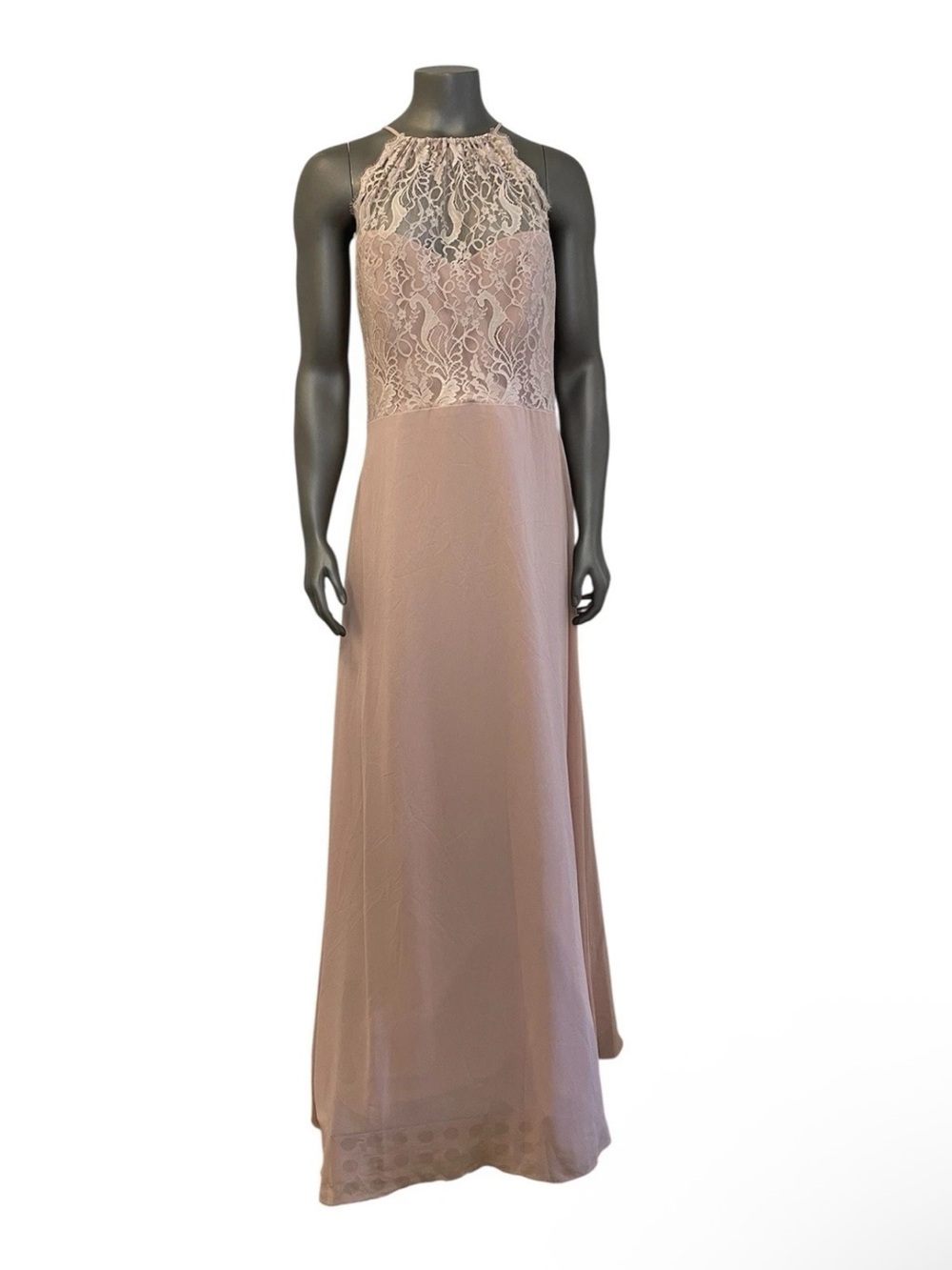 Hailey Paige Dress Women’s 16 5861-M Dusty Rose Lace Chiffon Long Full Long Prom